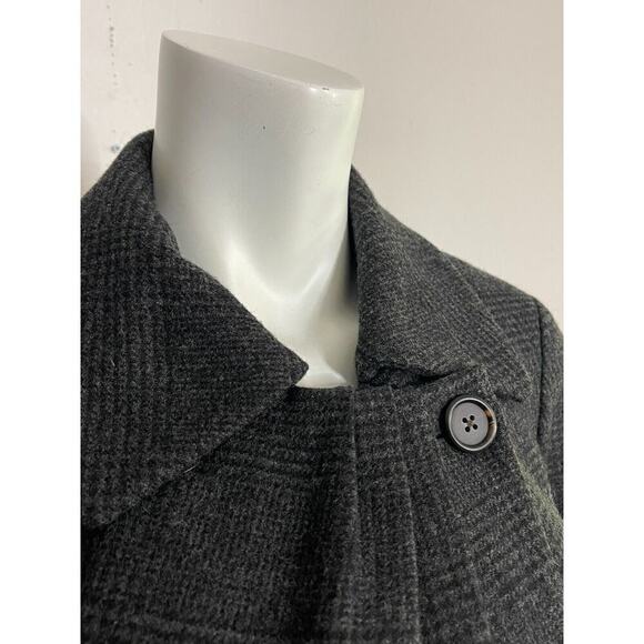 J Crew 4 Trench Coat Dark Gray Wool Lined Jacket One Button Pockets Womens - Picture 4 of 10